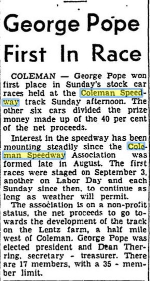 Coleman Speedway - Oct 1950 George Pope